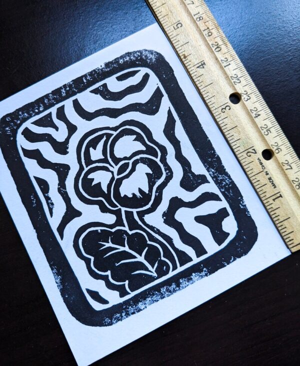 Pansy Linocut Block Print - Image 2